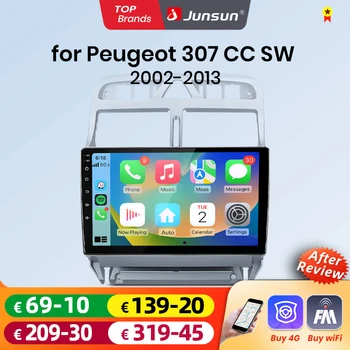 Radio para coche Junsun con Android Auto para Peugeot 307 307CC 307SW 2002 2003 2004 2005 2006-2013, sistema multimedia inalámbrico Apple CarPlay, sistemas inteligentes, pantalla táctil IPS, reproductor de vídeo estéreo, 2 Din, autorradio, unidad principal, navegación, BT, GPS, 4G, WIFI, FM, AM, DSP, RDS, SWC 1