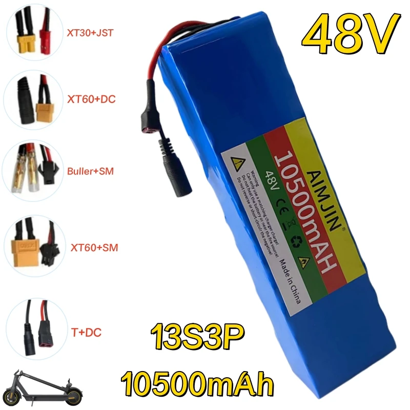 

13S3P 48V 10500mAh Lithium-ion Battery Pack with 1000W BMS for 54.6V E-bike Electric Bicycle Scooter