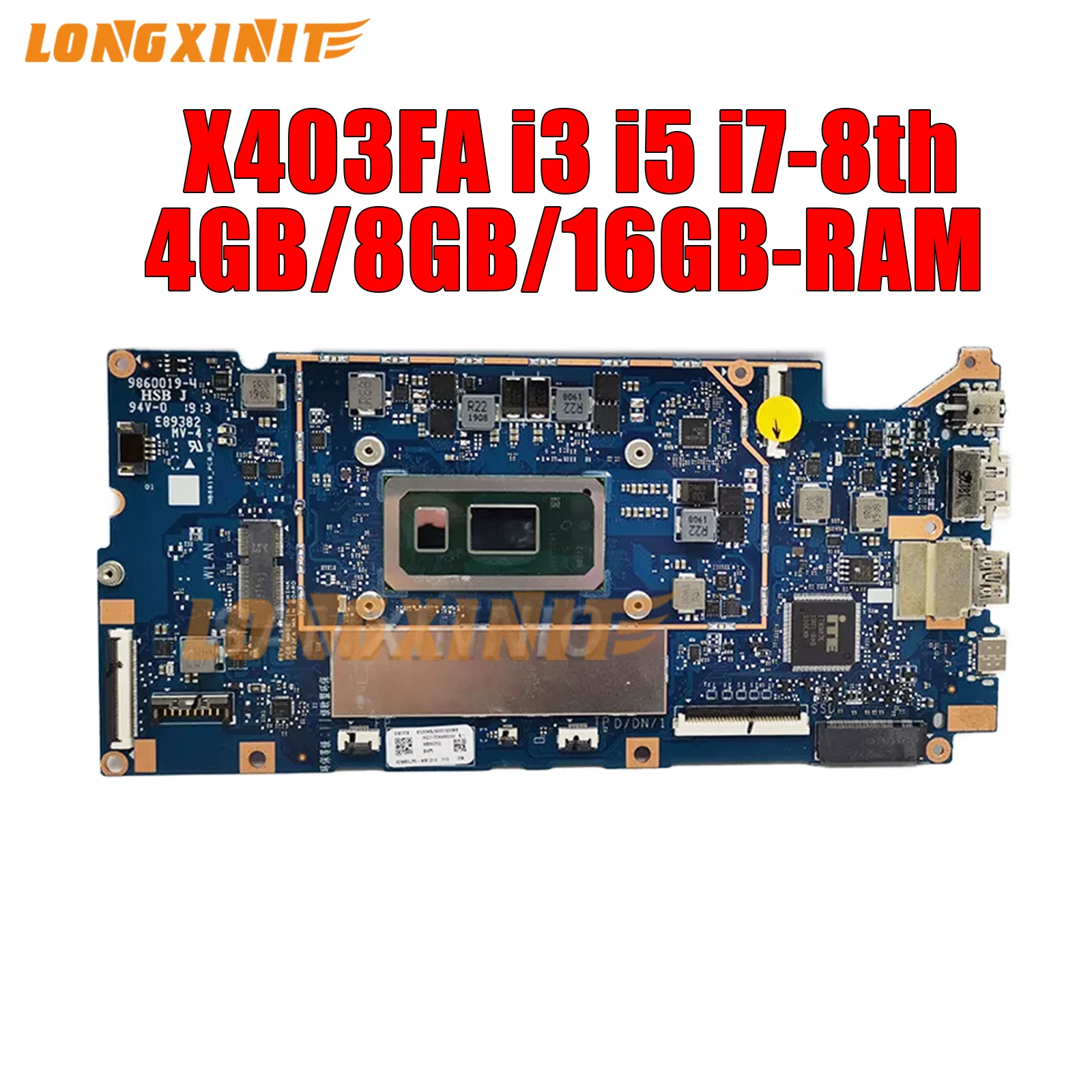 

X403FA motherboard For ASUS VivoBook X403F X403 L403FA L403FAC X403FAC Laptop Motherboard.i3 i5 i7-8Th.4GB/8GB/16GB-RAM.