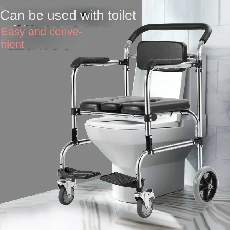 Elderly pregnant women household stainless steel toilet foldable bath chair 3