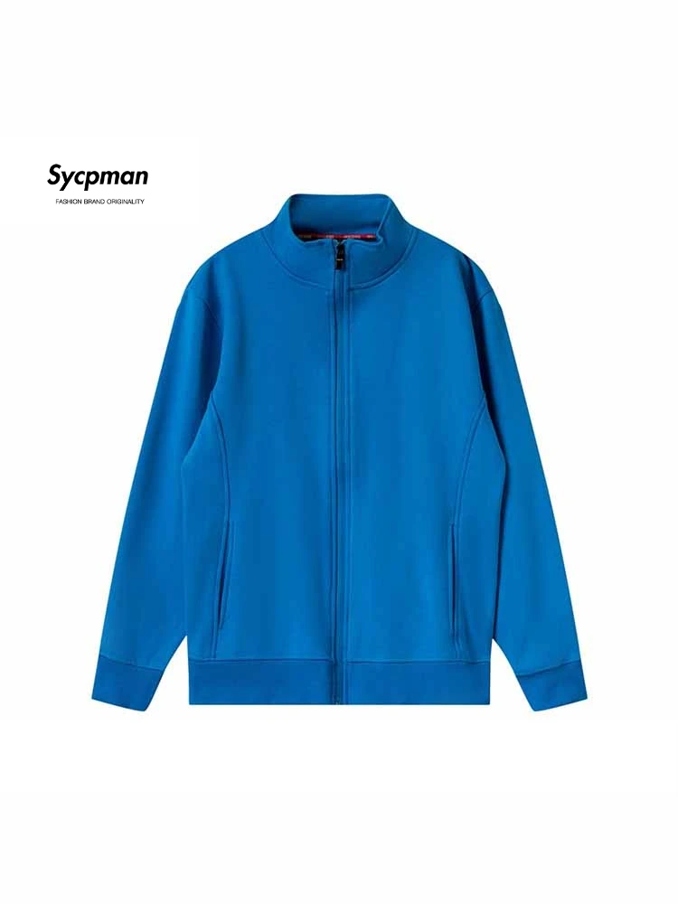 

Sycpman Winter Plush Zippered Stand Neck Sweater for Men Pure Cotton Long Sleeved Sweatshirt Casual Top Streetwear Clothing