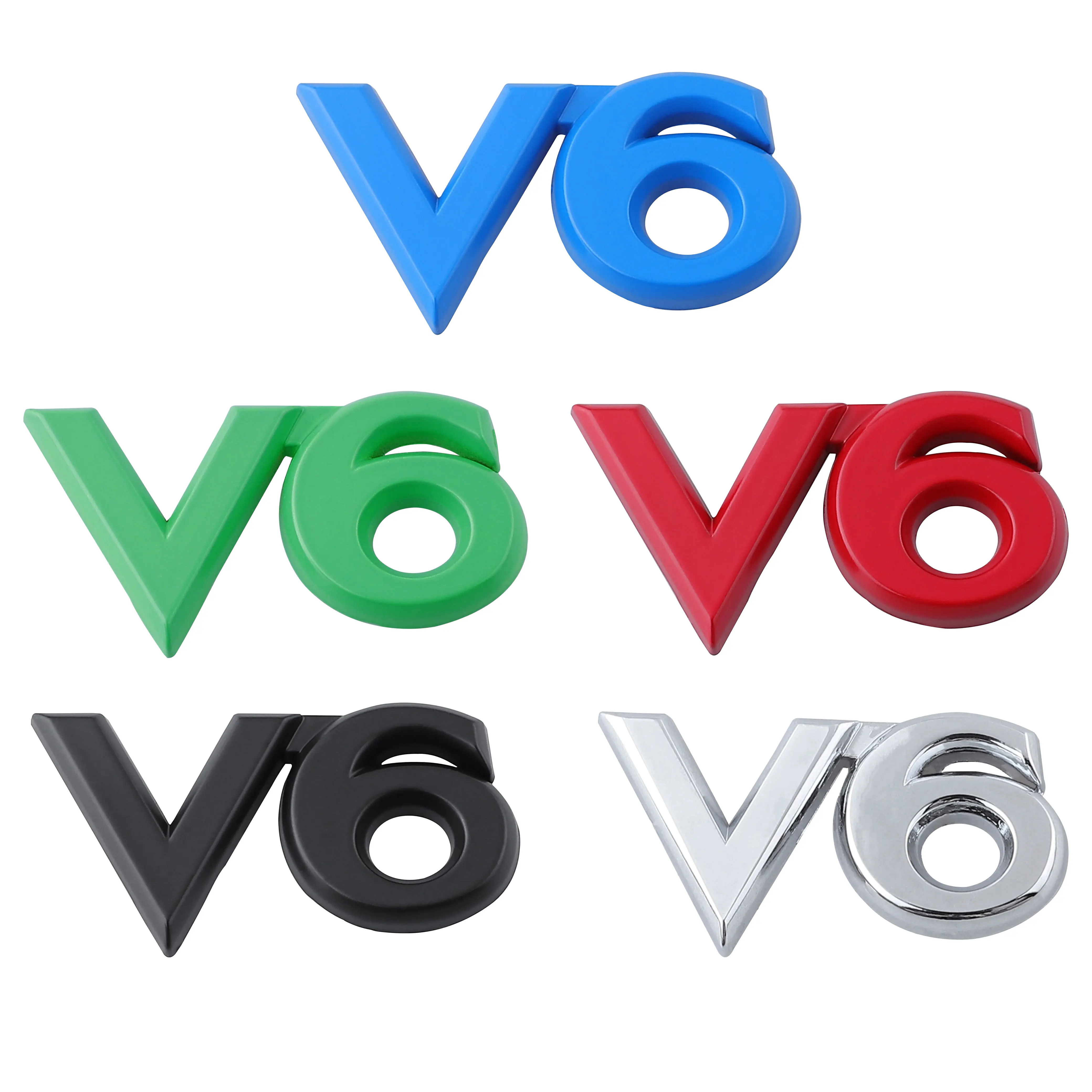 

3D Metal V6 Car Logo Retrofitting Labeling Displacement Marking Rear Bumper Sticker Middle Grille Sticker Car Accessories Tools