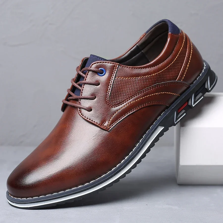 Retro Men Shoes Business Brand Leather Shoes Fashion Casual for Men Black Brown Breathable Loafers Comfort Men'shoe
