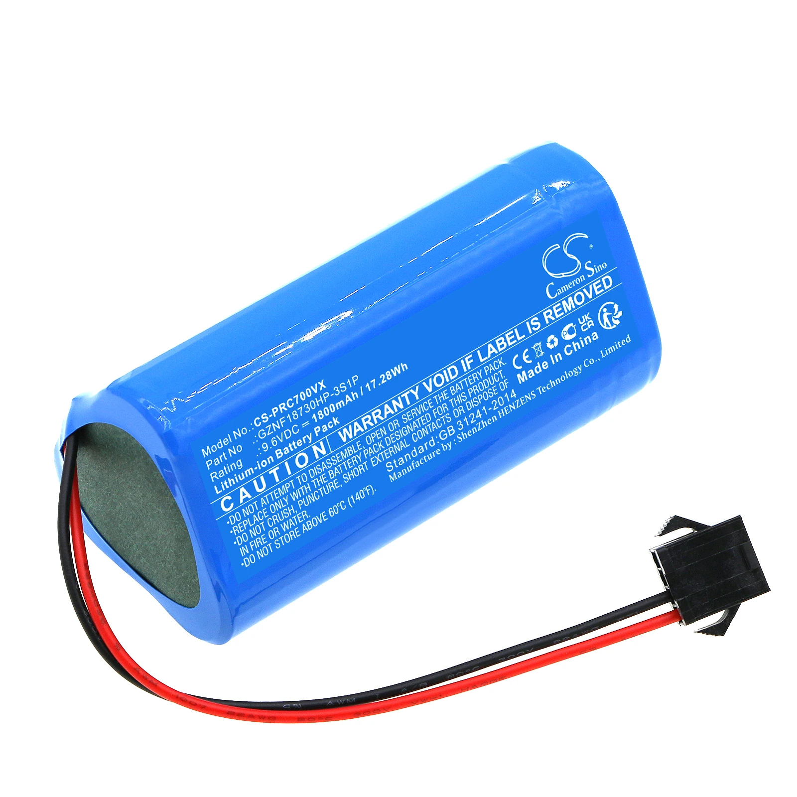 

Vacuum Battery For Pure Clean GZNF18730HP-3S1P PUCRCX70 Capacity 1800mAh / 17.28Wh Color Blue Volts 9.60V Type Li-ion G.W 211g