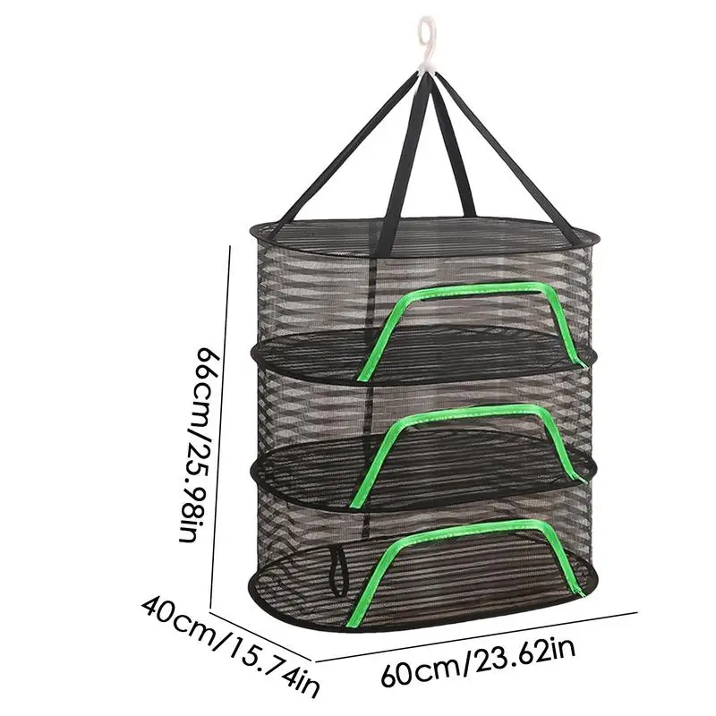 Sun Drying Rack For Food 3 Layers Foldable Dryer Rack With Zippers Large Portable Vegetable Drying Rack For Fruits Plants 6