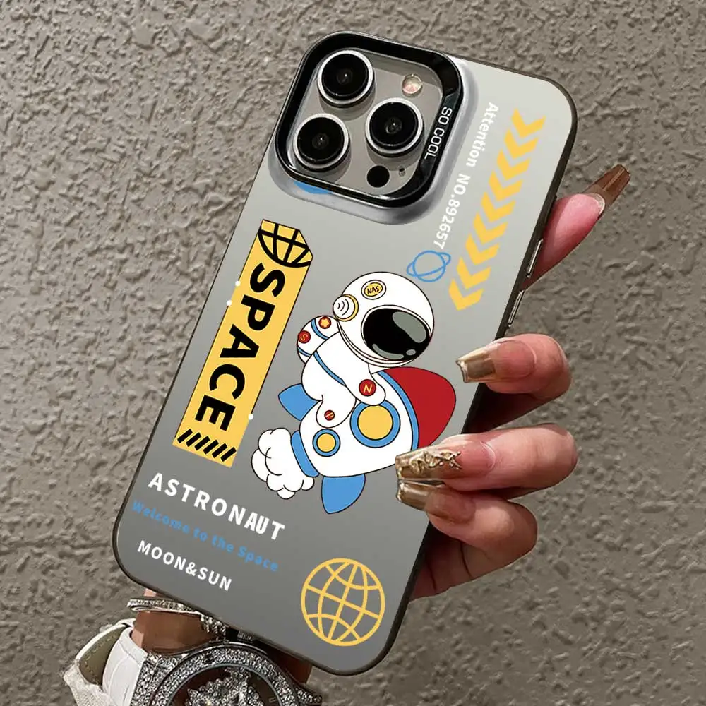 Astronaut Soft Silicone Phone Case with Silver IMD Bumper