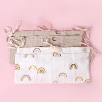 1pc Baby Bedside Hanging Storage Bag Baby Cribs Storage Organizer with Two Pockets,Rainbow Stripes Soft Fabric Storage Organizer 1