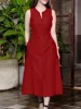 2026 Elegant V Neck Sleeveless Midi Dress Women Summer Sundress ZANZEA Fashion Solid Party Holiday Vestido Robe Femme Kaftan
