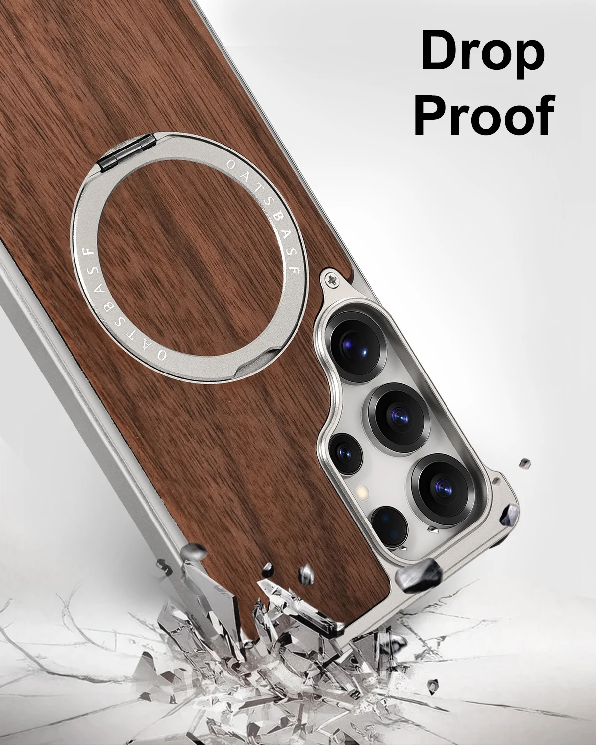 Eary for Samsung Galaxy S25 S24 Ultra Wooden Case With 360 Rotate Magnetic Stand Magsafe Frameless Shockproof Cover Phone Shells