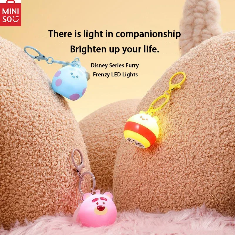 

MINISO Toy Story Series Strawberry Bear Sullivan Winnie The Pooh LED Light-up Pendant Keychain Miniso Genuine 2024 New