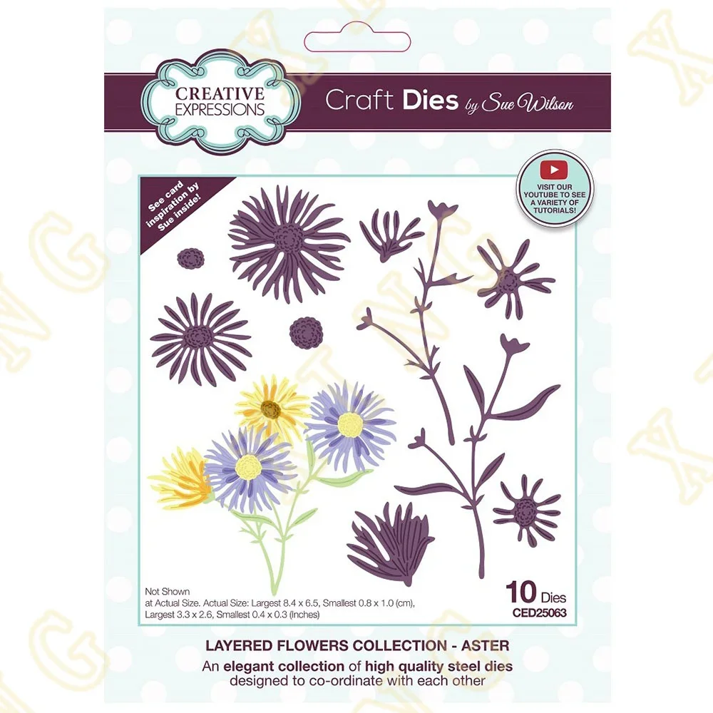 

New Layered Flowers Collection Aster Metal Cutting Dies for DIY Scrapbooking Crafts Dies Cut Stencils Maker Photo Album Template