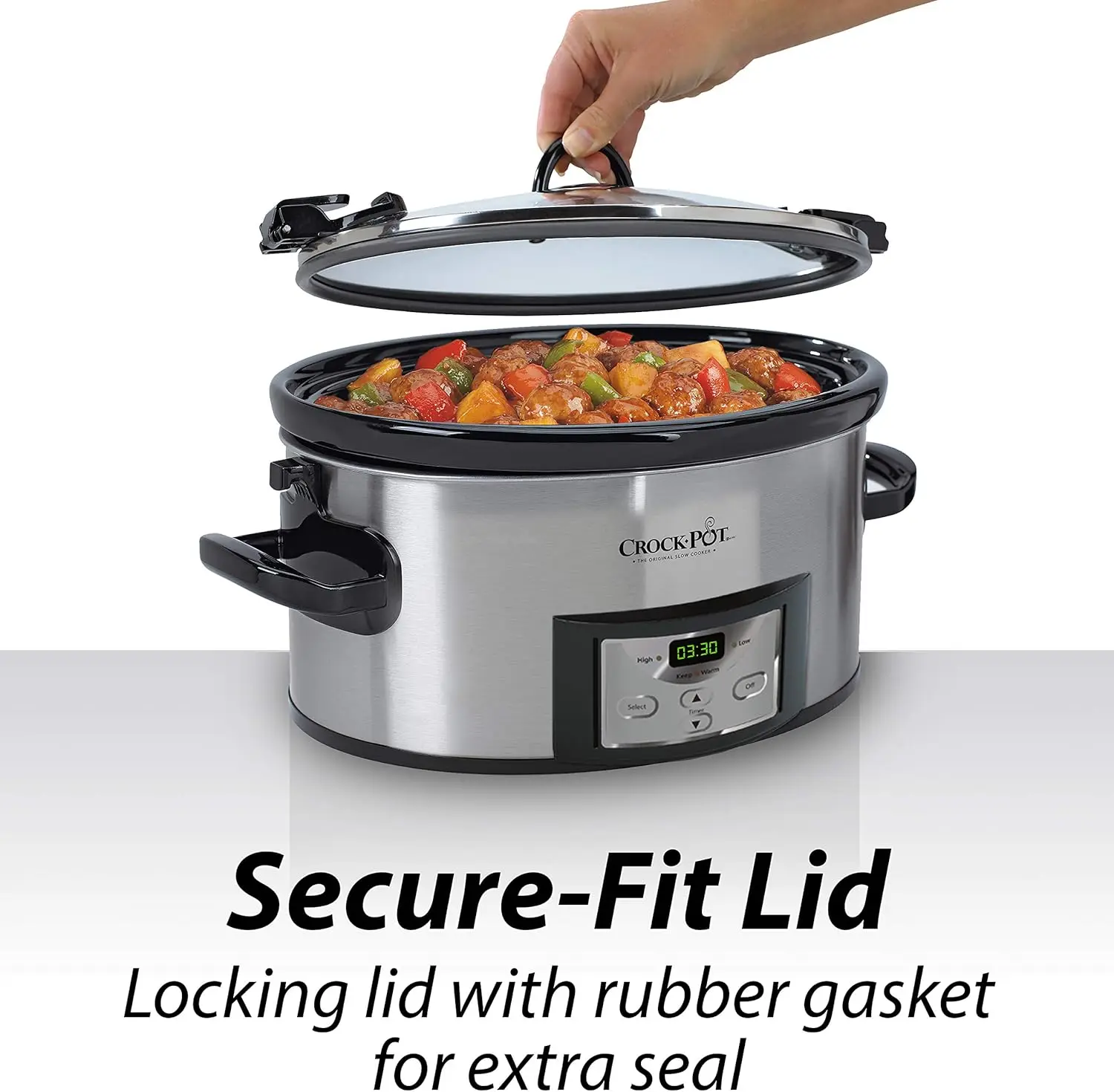 6 Quart Cook & Carry Programmable Slow Cooker with Digital Timer, Stainless Steel (CPSCVC60LL-S), pack of 1