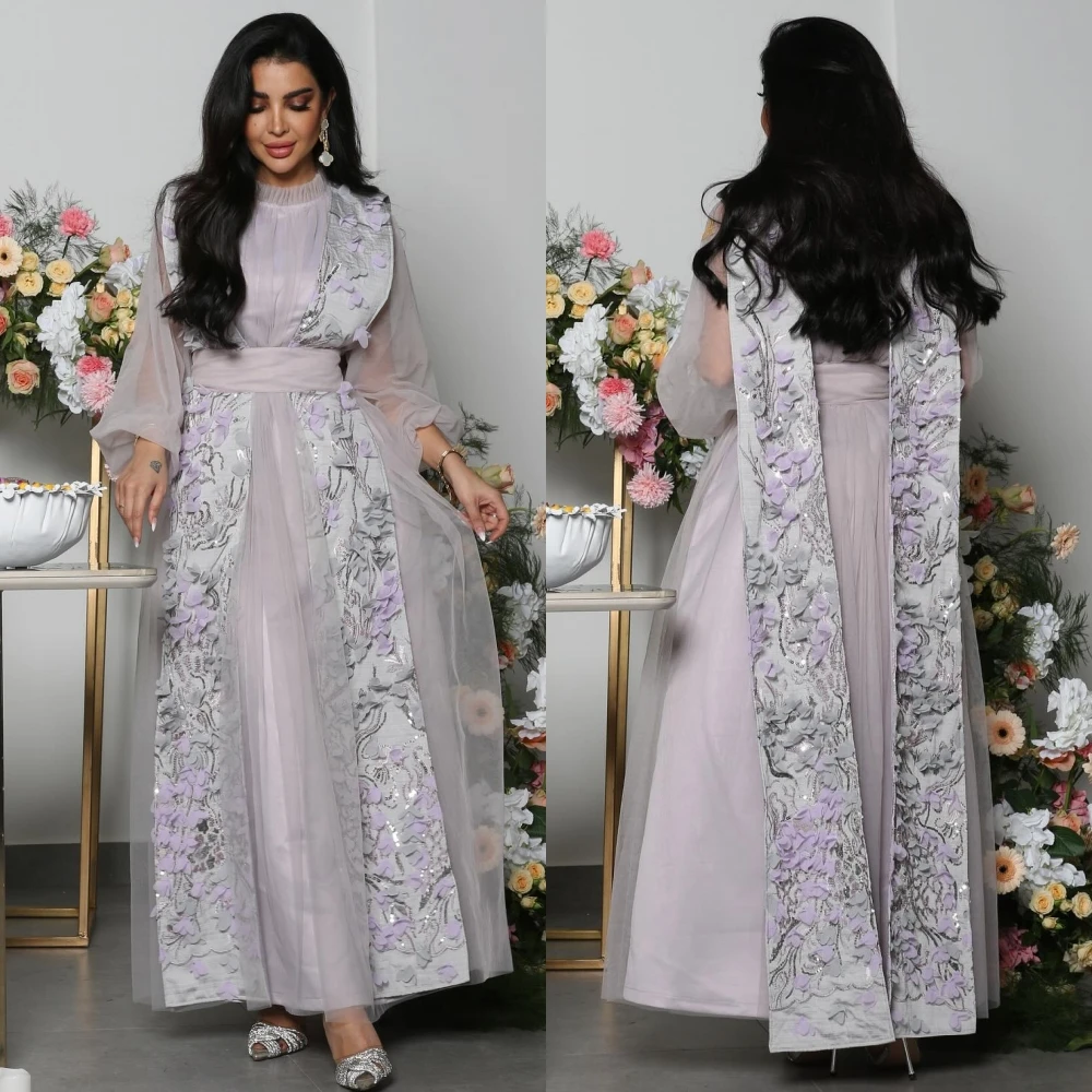 Jiayigong Jiayigong    Tulle Draped Party A-line O-Neck Bespoke Occasion Gown Midi es