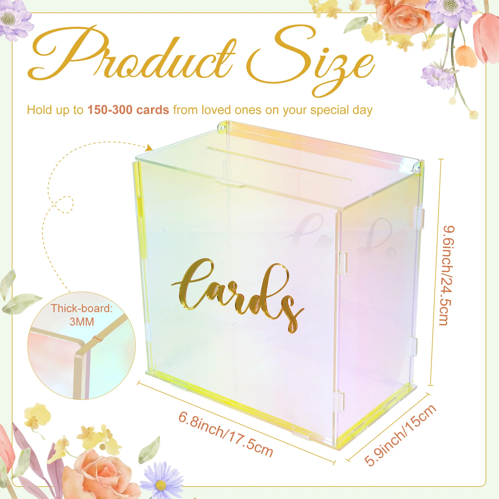 Acrylic Card Box Colorful Gift Card Box For Wedding Decorations Party Reception Anniversary Birthday Graduation