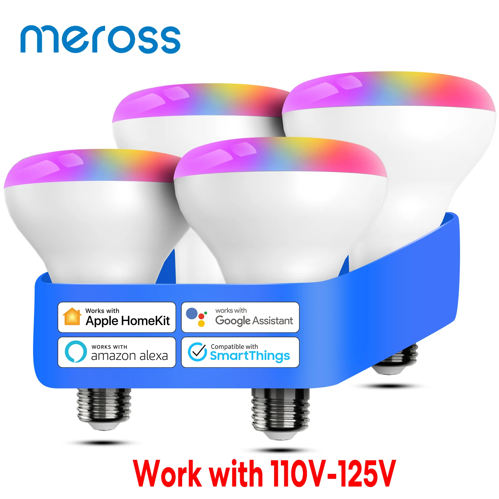 Meross 14W WiFi Smart Light Bulb E26 110V  LED RGBWW Dimmable Lamp Support Apple HomeKit Google Assistant Alexa and SmartThings