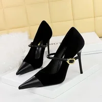 Stylish Party Pumps Rhinestone Embellishments T-strap Buckle Shoes - Image 3