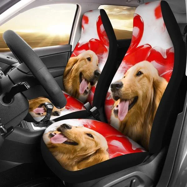 

2pcs Golden Retriever Dog Print Car Seat Covers