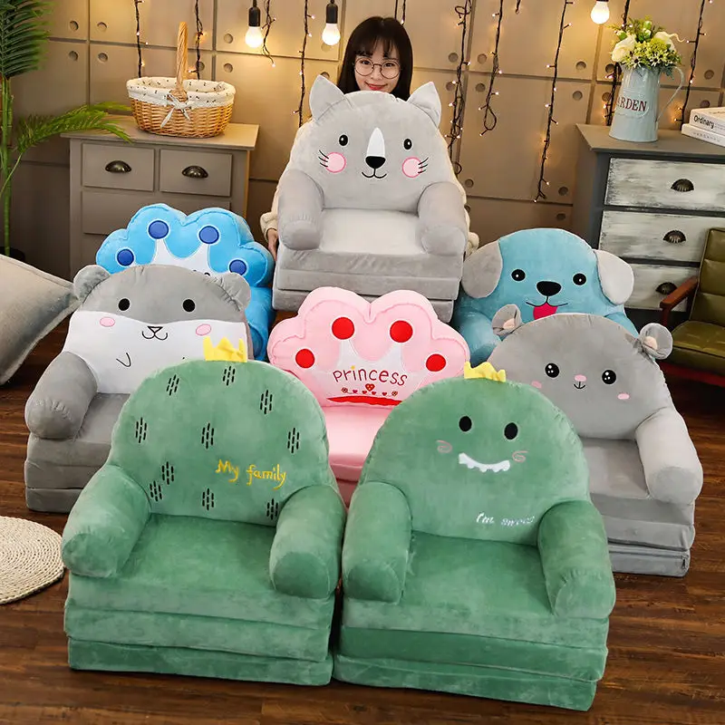 Sofas Children Sofa Cute Cartoon Lazy Folding Small Sofa Bed Girl Princess Baby Toddler Dual