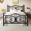 Bed Frame/Metal Platform Bed Frame with Butterfly Pattern Design Headboard and Footboard/Strong Metal Slats Support 1