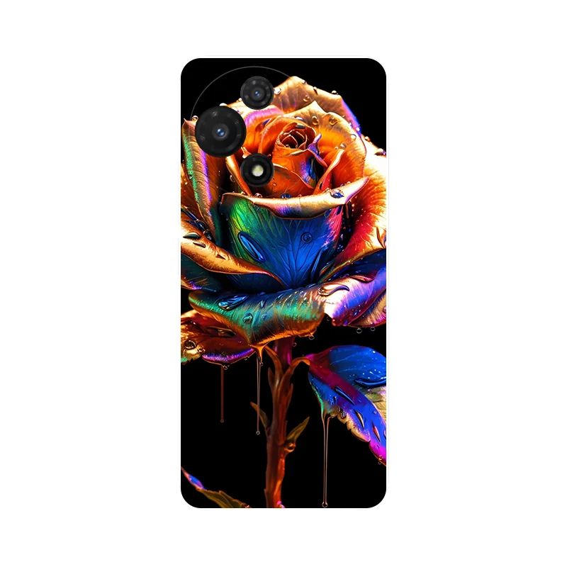 Silicone Soft Cover with Floral Panda Design - TPU Protective Phone Case in Blue