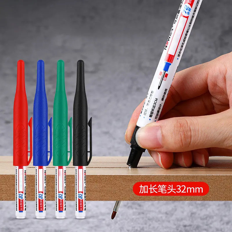 

Large Capacity Long Head Markers Pen Bathroom Woodworking Decoration Multi-purpose Deep Hole Marker Pens Pen Black Ink