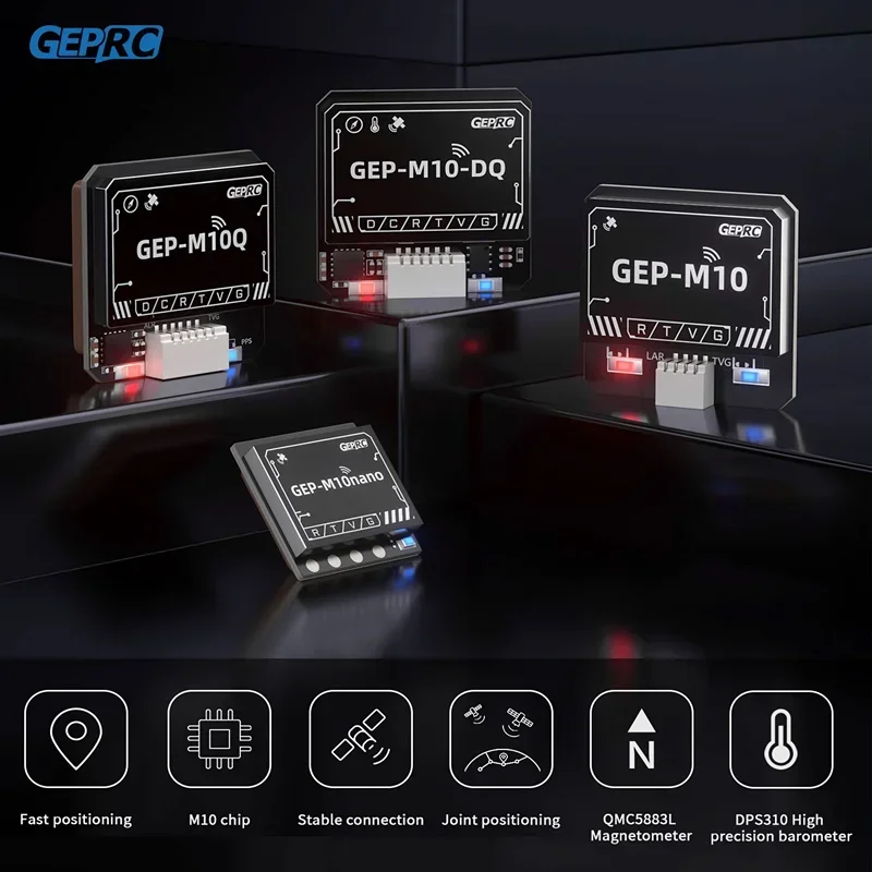 Module GPS GEP-M10 installé sur un drone FPV, assurant une haute précision de localisation.