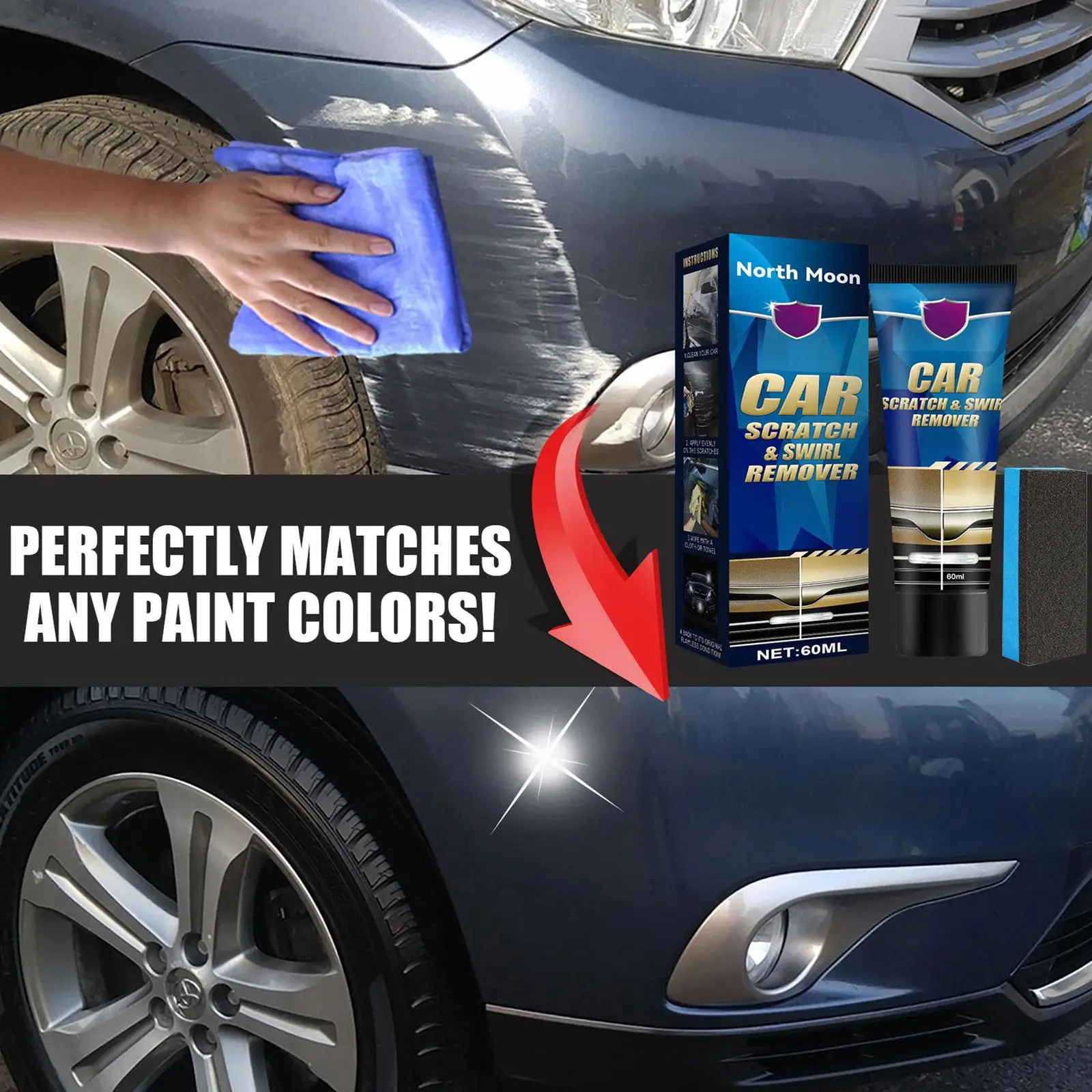 

Car Scratch Remover Repair Kit - 120/60ml - Polishing Anti-Scratch Cream Tool Repair Wax Paint Car - Essential - Accessorie S0P6