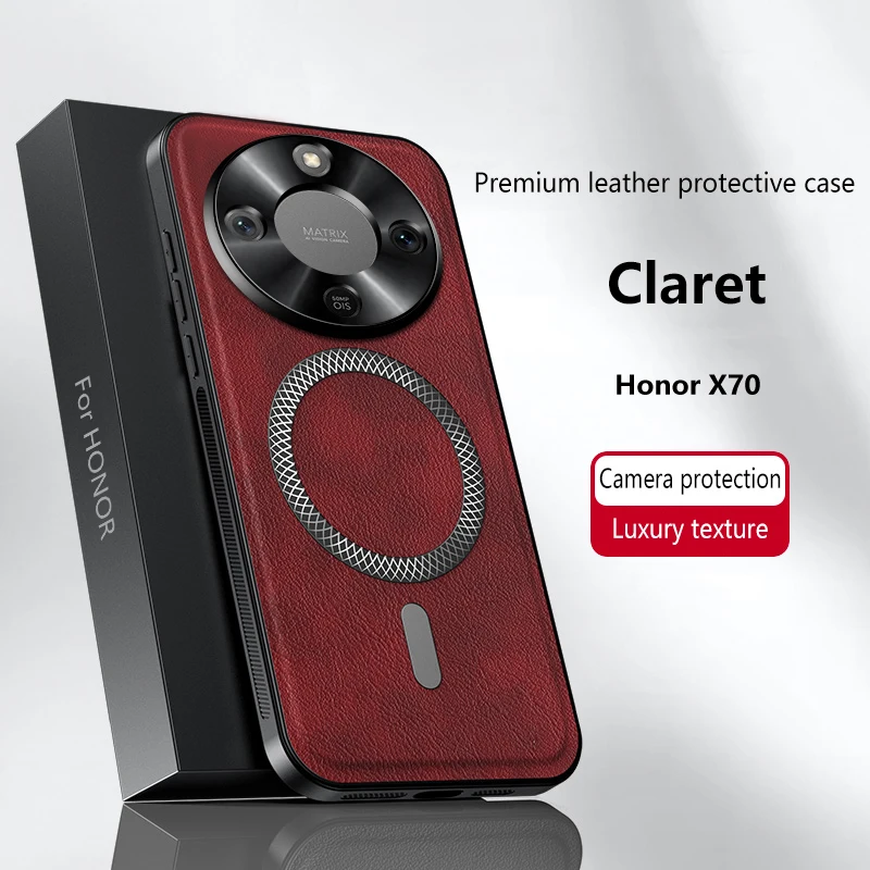 Luxury Leather Texture Magnetic Case with Wireless Charging