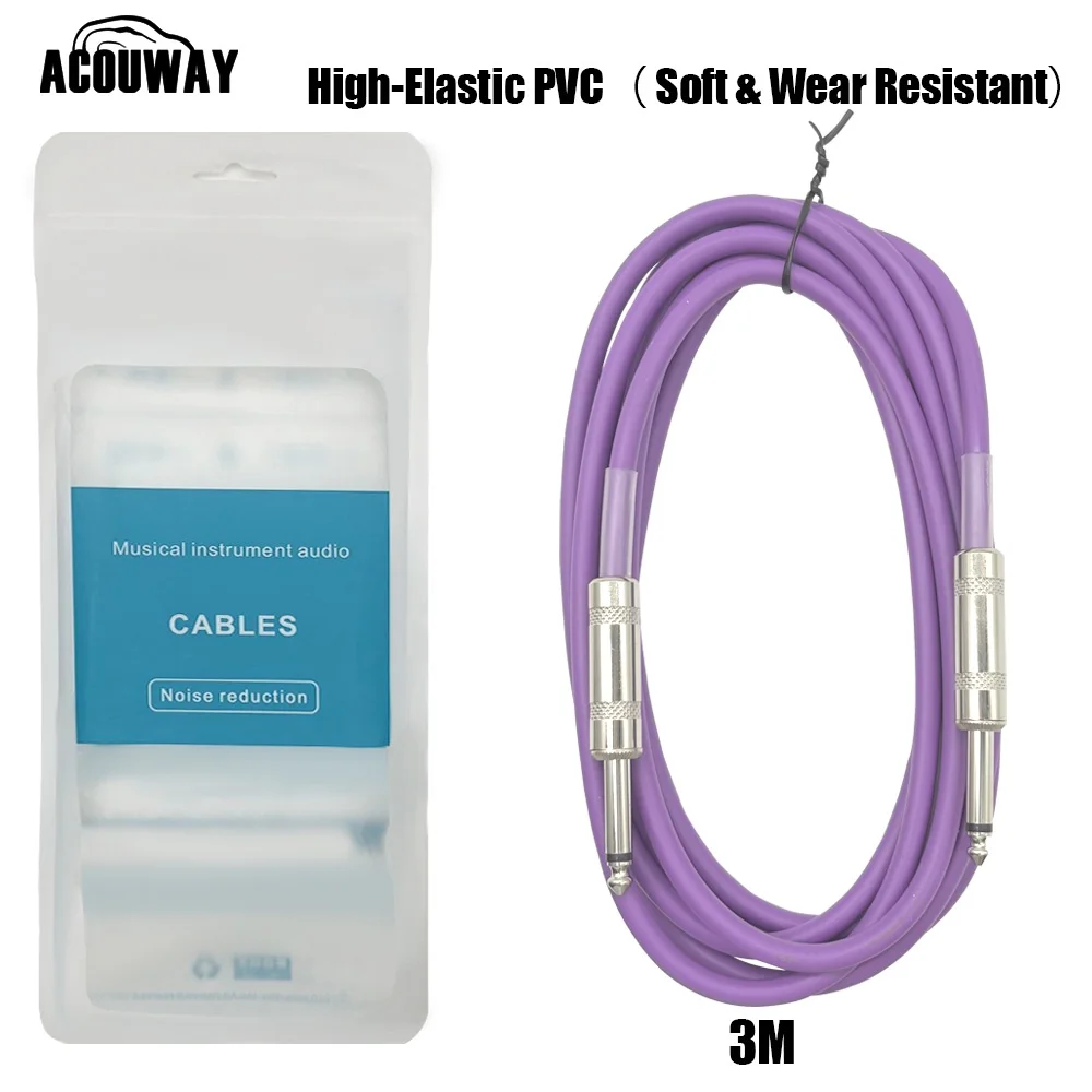 MEIRIYFA 1/4 Inch TRS Instrument Kabel, dubbele 6.35mm 1/4 inch TRS mannelijke stereo gebalanceerde audiokabel voor elektrische gitaar, bas, toetsenbord, luidspreker - 0.5M