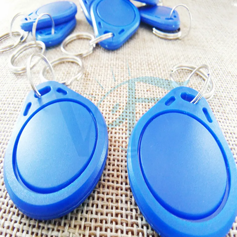 100PCS/Lot IC Cards 13.56MHZ Key Tag Blue Keyfob M1 Entrance Guard Smart Badge Access Control Door Opener Unlock Not ID For 200C