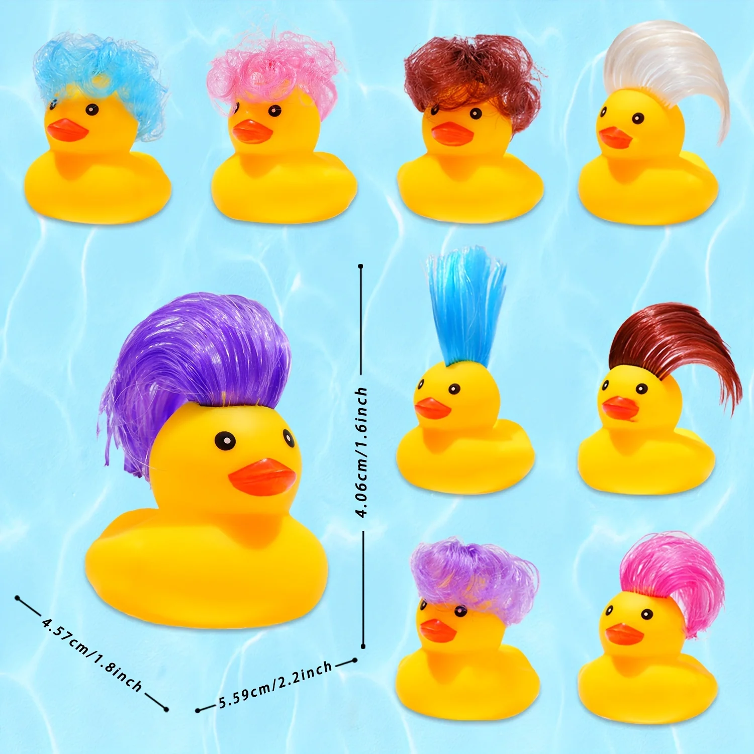 20pcs Rubber Ducks Bath Toys with Wig, Cute and Funny Small Rubber Ducks Bathtub Toys Shower Toys 4