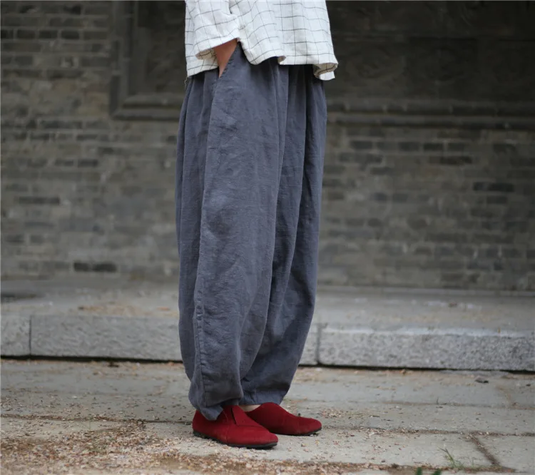 Women Harem Pants Elastic Waist 2022 Fall Winter New Plus Size Women Clothing Linen Vintage Trouser Loose Warm Pants FT679 cigarette pants