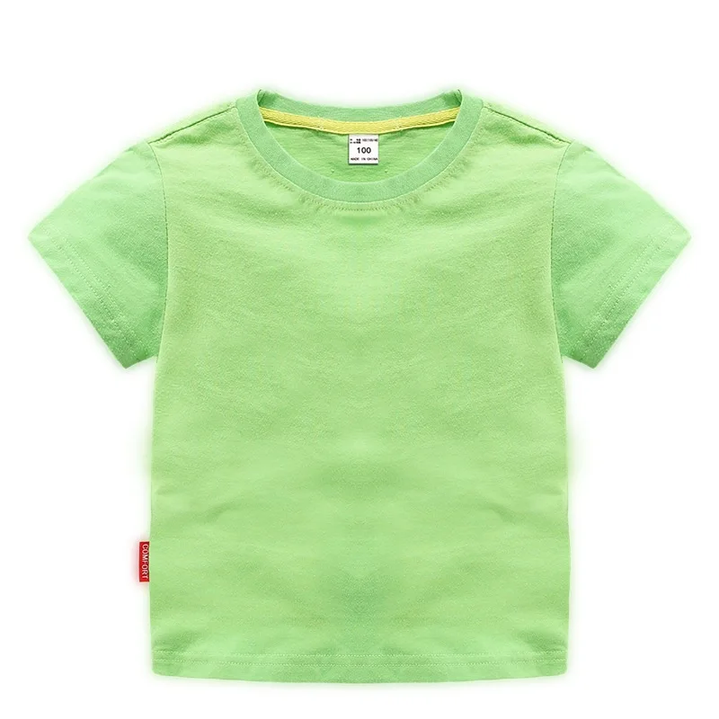 Camiseta básica de manga corta para niños y niñas pequeñas, camisetas  casuales de verano, camisetas de color liso, para bebé niña (verde, 4 años)