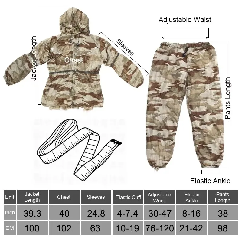 Ensemble désert 3D Yowie ghillie pour airsoft chasse aveugle et pêche camouflage extérieur