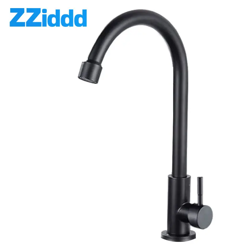 Matte Black Kitchen Faucet Single Handle 360 Degree Rotation Kitchen Crane Code Water Mixer