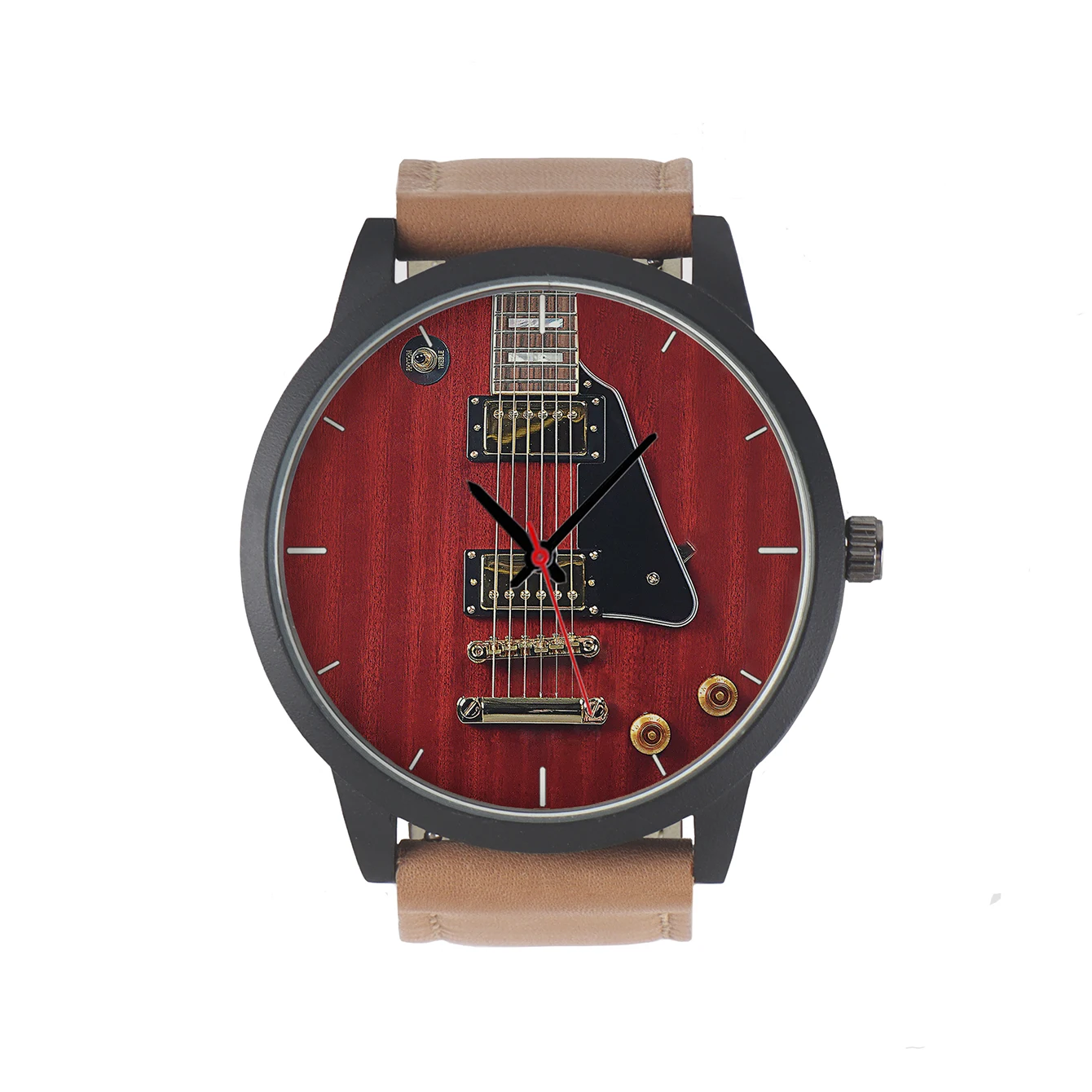Factory Store Guitar Bass Design Punk Street Casual Style Printing Dial Gifts for Musicia Men's Battery Quartz Wrist Watch