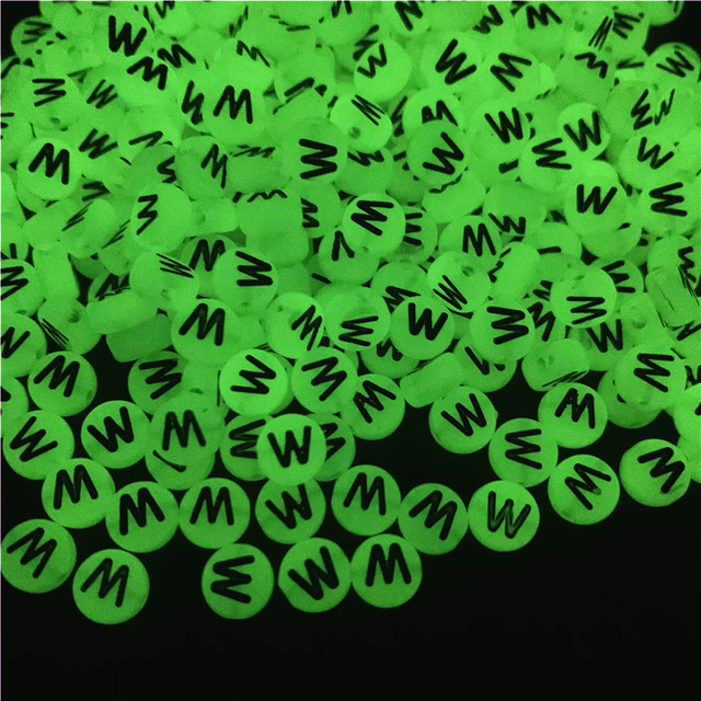 7mm Luminous Letter Beads Alphabet Acrylic Spaced Beads For Jewelry Making DIY Charms Bracelet Necklac