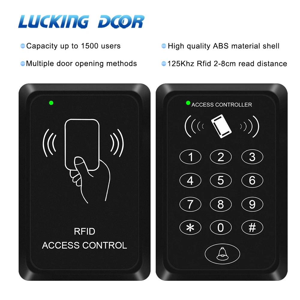 

125KHz RFID Access Control Keypad Electric Door Lock Digicode Opener EM Card Reader Gate Lock System Keyboard Entry 1500 Users