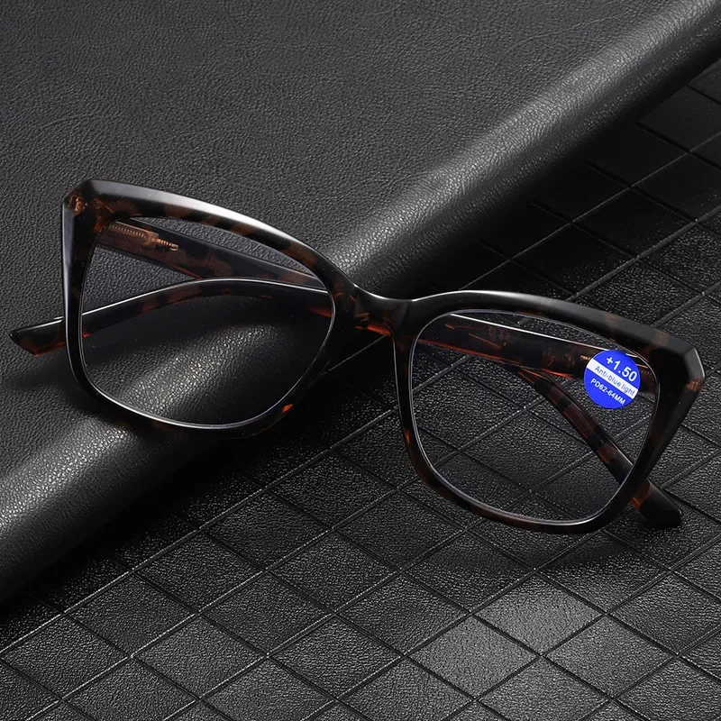 

+1.0 +1.25 +1.75 +1.5 to +4 Cat Eye Reading Glasses Women Fashion Design Anti Blue Light Prescription Presbyopia Eyeglasses