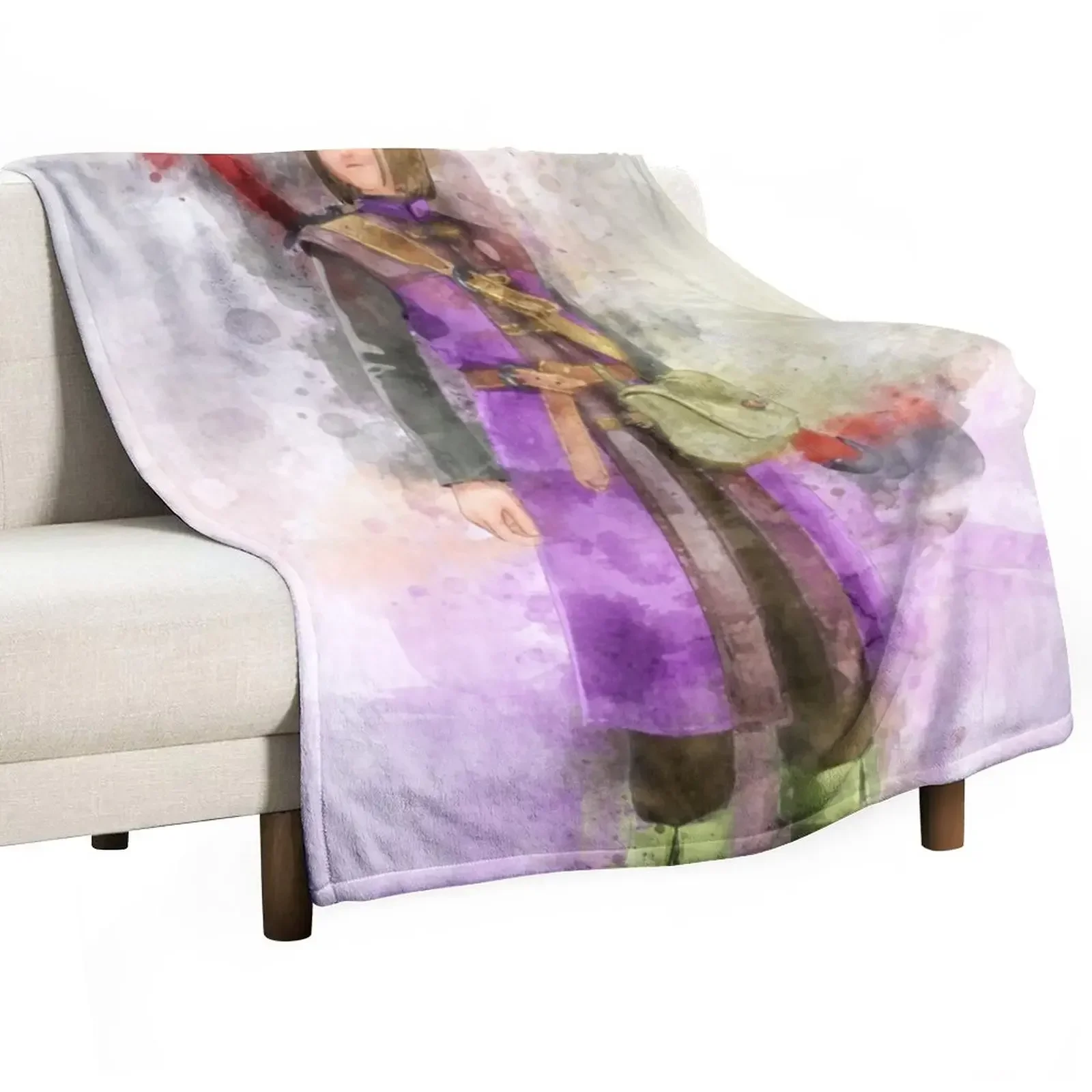 

Hero - DQXI Watercolor Throw Blanket Flannel Fabric Sofa Quilt fluffy Soft Plaid Blankets