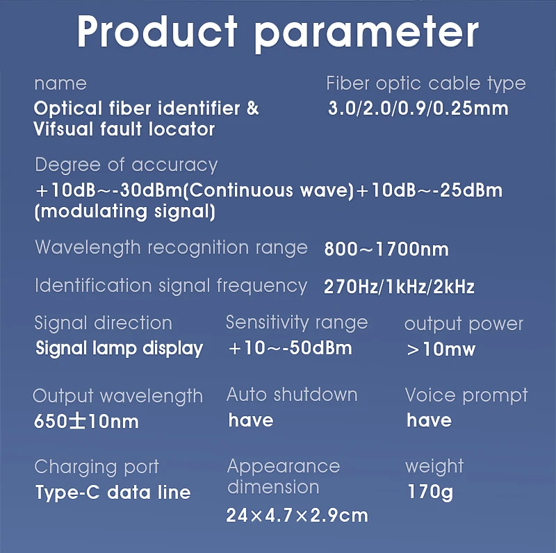 Rechargeable AUA-C40 Fiber Optic Identifier Live Fiber Optical Identifier with B
