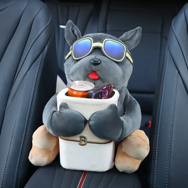 Cartoon Cute Car Tissue Box Pig Dog Capibala Car Armrest Box Garbage Can Tissue Bag Multi-functional Storage Bag for Home Office