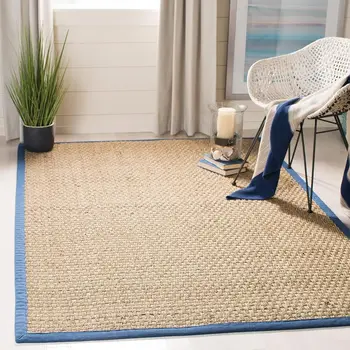 Natural Fiber Seagrass-Style Border Accent Rug 1