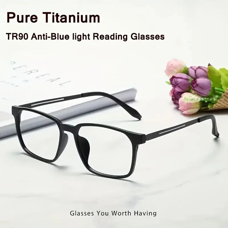 Reine Titan Anti-Blaulicht Lesebrille für Männer und Frauen TR90 Vollrand Alterssichtbrille Computerbrille Dioptrien +1,0 +4,0 – Detail 3