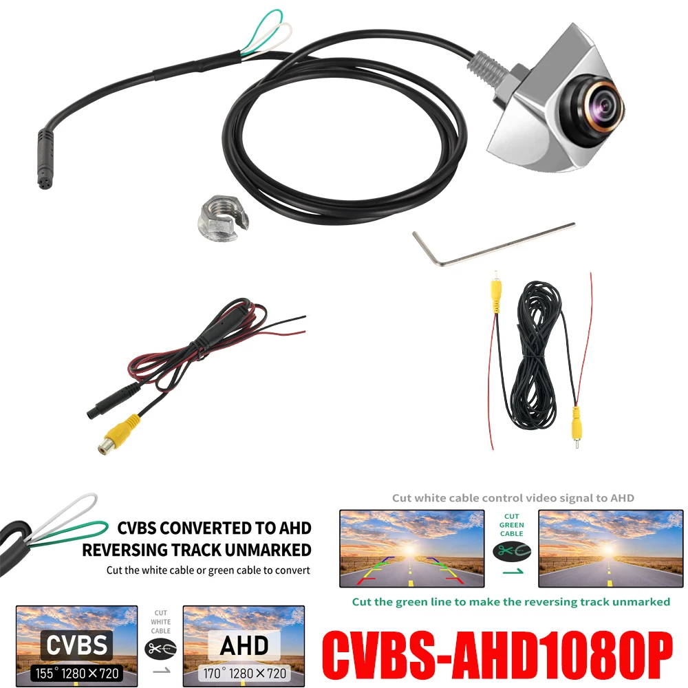 Ciciglow Telecamera Per Retromarcia Auto HD 1080P, Grandangolo 170°, Visione Notturna, Impermeabile, Supporto CVBS/AHD Universale Per Auto E Camion - 2