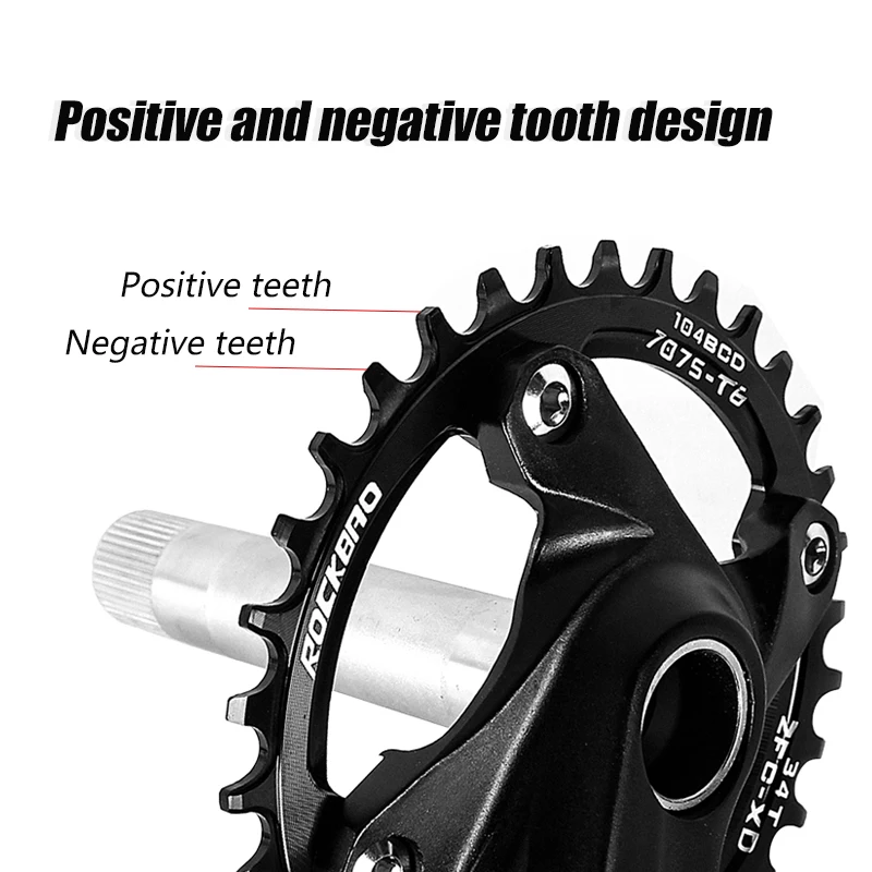 ROCKBAO Bike Crankset 104BCD 170mm MTB Hollow integrated Chainring 32/34/36/38T Mountain Bicycle Crank Bottom Bracket