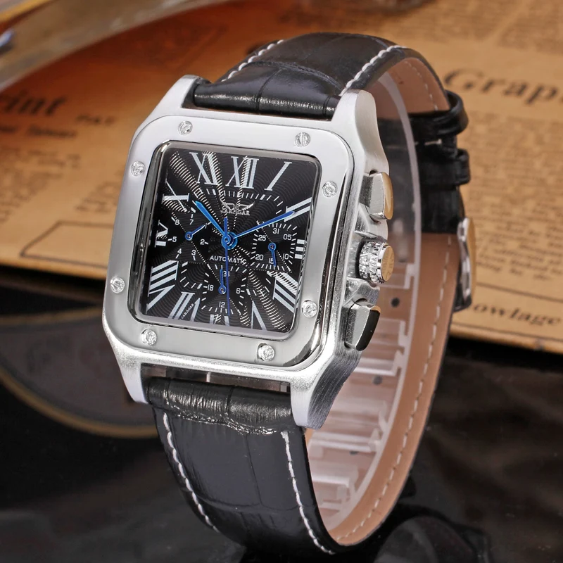 Orologio Meccanico Automatico Da Uomo – 43mm Quadrante Con Piccole Lancette E Calendario – Cinturino In Pelle, Impermeabile - 2