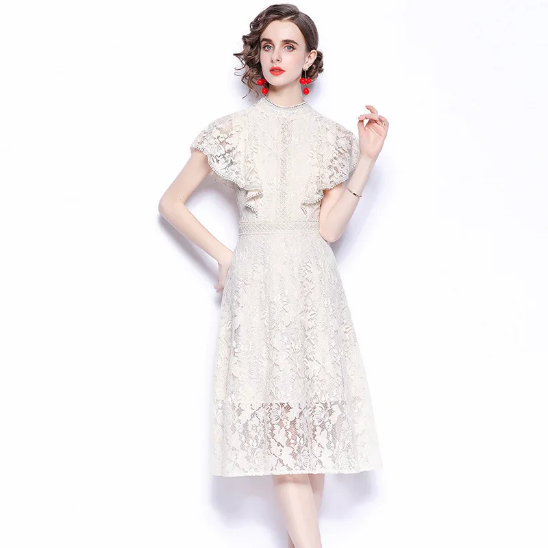 

Summer short sleeve fashion Women's elegant lace banqueting dress