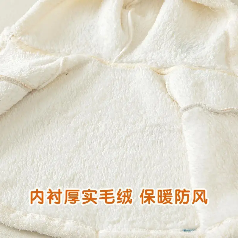 Baby Cloak Autumn Winter Cartoon Cute Hooded New Year Newborn Girls Cloak Warm Plus Velvet Thicken Infant Boys Shawl Jacket