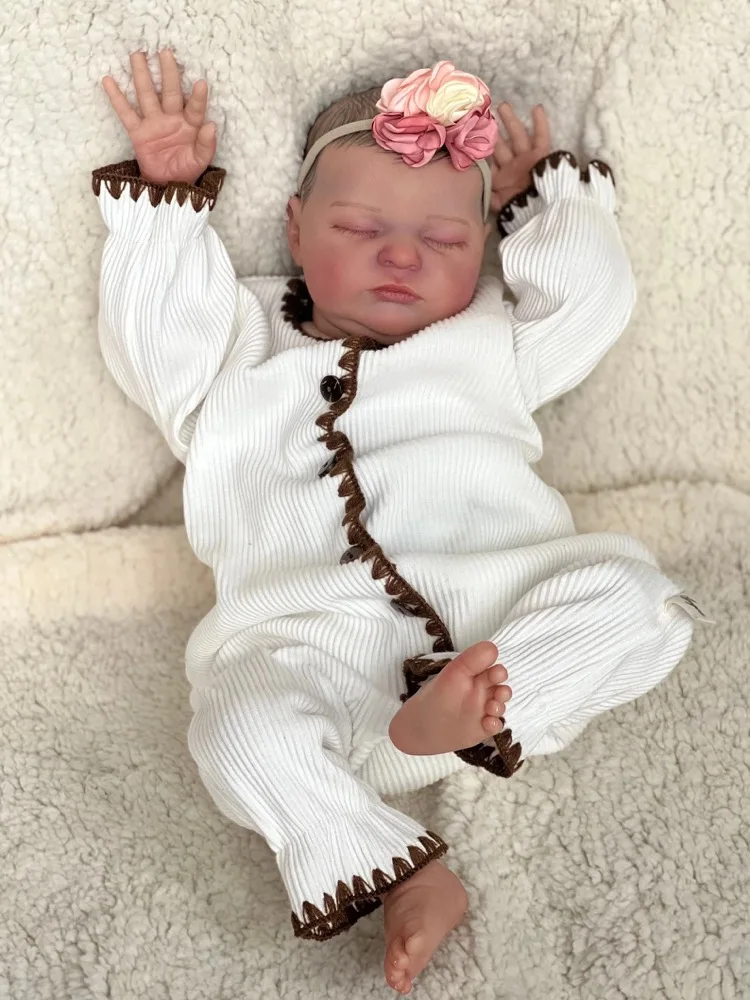 

20Inch Lifelike Reborn Baby Doll Laura Sleeping Doll 3D Painted Skin Newborn Size Handmade Reborn Toy Gift For Girls